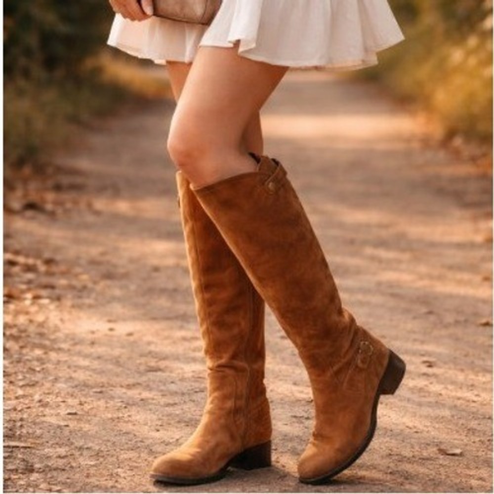 Born Cupra Tall Riding Boots 6.5 M Brown Leather Naturally Distressed Western